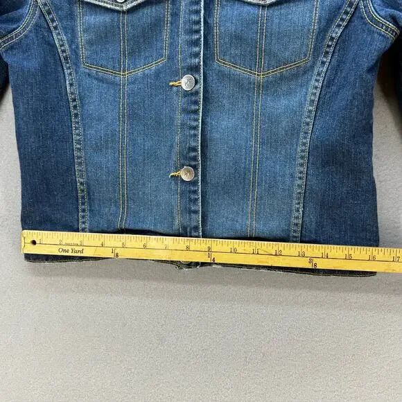 Karen Kane Denim Jean Jacket Women's Size M Blue Long Sleeve Casual Normcore - Picture 9 of 11
